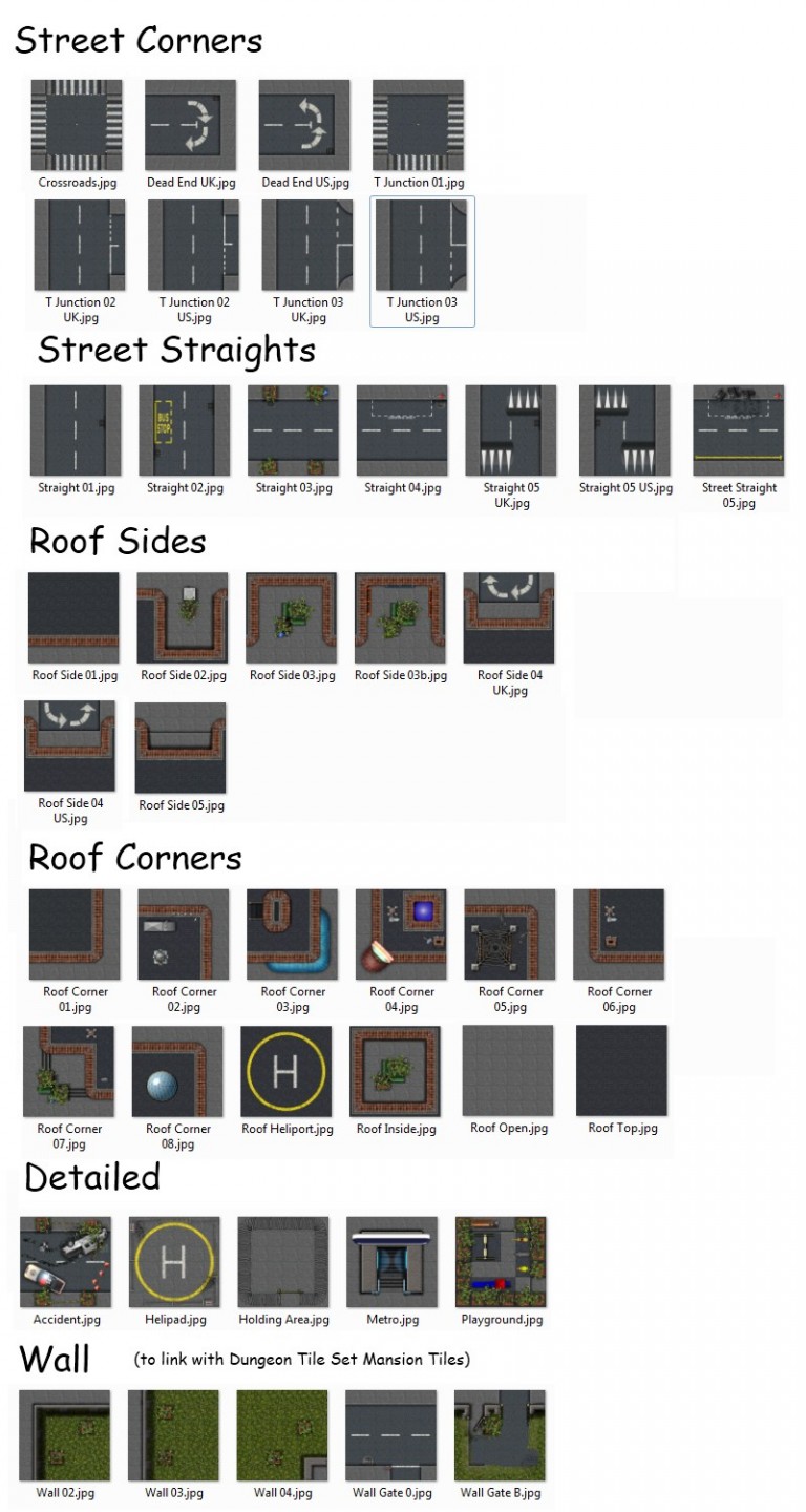 Streets Tile Set Contact Sheet